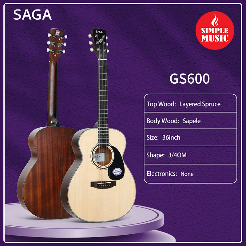 SAGA GS600 3/4 Mini Orchestra Traveler Acoustic Guitar - Natural